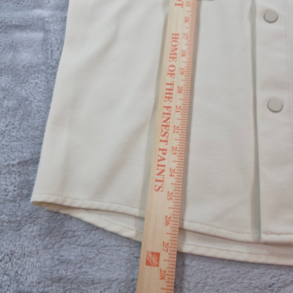 Zara Mens Med Cream Short Sleeve Snap Button Thick Overshirt Textured Pockets - Picture 3 of 9